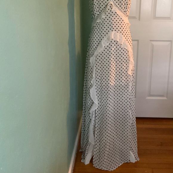 Stunning Details White Black Swiss Dot Maxi Dress Ruffles Panels Crochet S M L - Picture 11 of 16